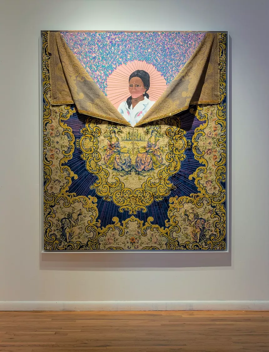 Suchitra Mattai, “Calypso Queen (Caribbean Queen),” 2020, embroidery, mixed media and found objects. - WES MAGYAR, COURTESY OF K CONTEMPORARY
