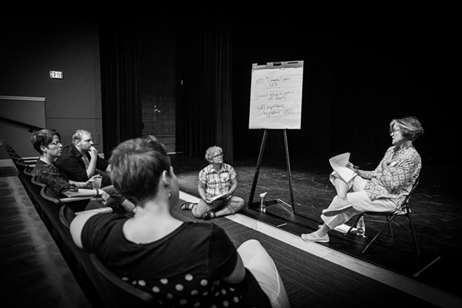 An active listening circle at Not in Our House: Boulder Theatre Community in Conversation. - RICK VILLARREAL