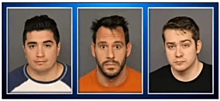 Allied security guards Victor Diaz, James Hunter and Taylor Taggart (left to right) pleaded guilty to criminal charges after assaulting Raverro Stinnett. - DENVER POLICE DEPARTMENT VIA DENVER POST