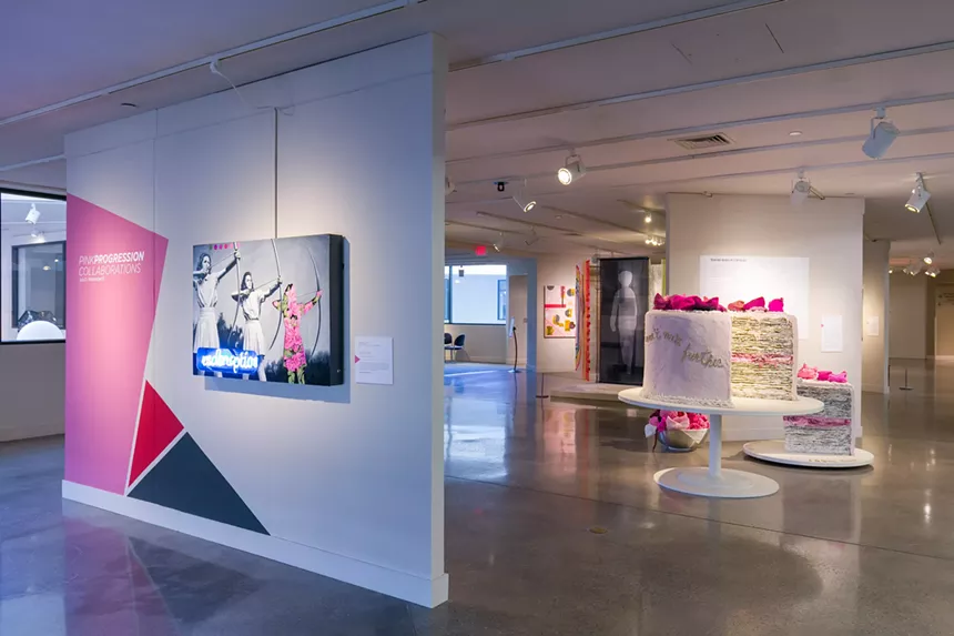 Pink Progressions: Collaboration includes an anniversary cake that weighs ninety pounds. - INSTALLATION PHOTO BY WES MAGYAR