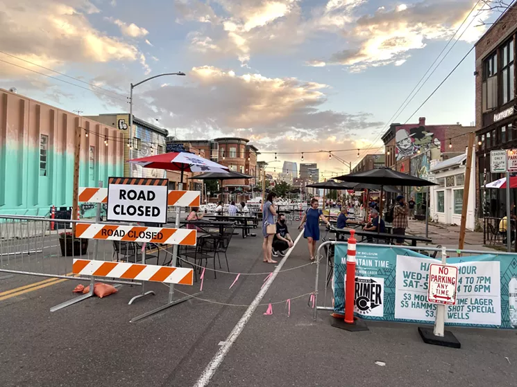 Street closures in RiNo were once a bad thing, but now they're making room for more customers. - SARAH VOELKEL
