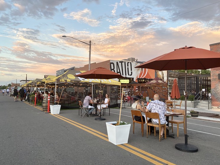 Breweries and restaurants have set up outdoor seating on Larimer Street. - SARAH VOELKEL