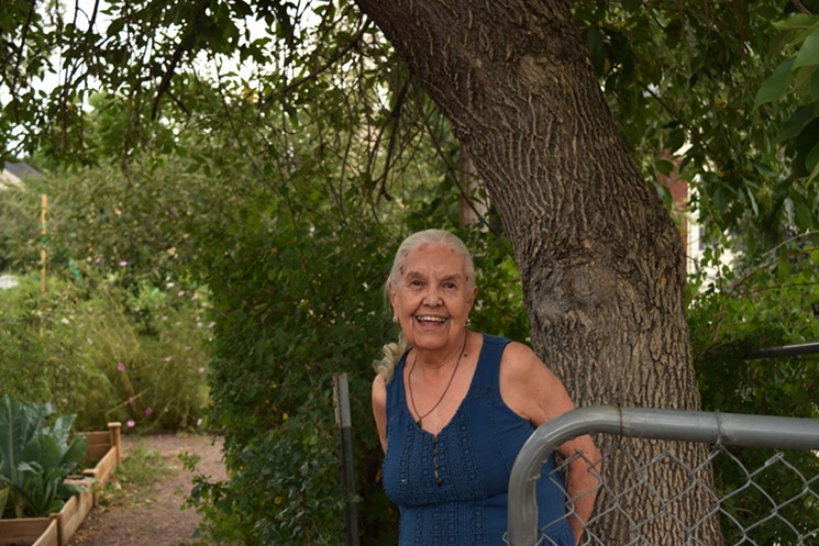 Trini Zamudio helped start the garden in the 1960s and ’70s, before it was part of Denver Urban Gardens. - CLAIRE DUNCOMBE