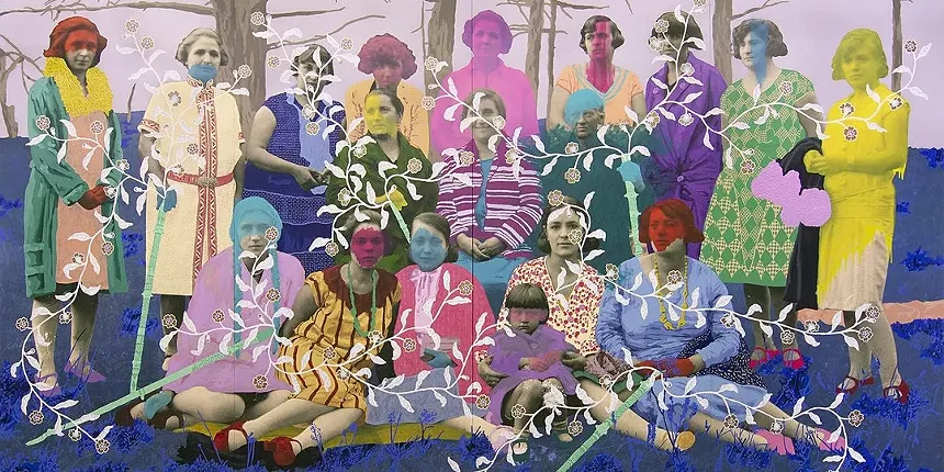 Daisy Patton, “Untitled (A Walking Woman's Collective),” 2020, oil on archival print on panel. - DAISY PATTON, K CONTEMPORARY