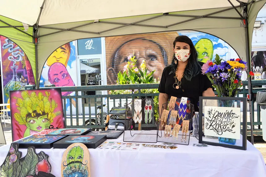 Work by Markham "Shitty Kitten" Maes @shittykitten1 and Peytoe Rose Provisions @peyote_rose_. - BAZAAR ART MRKT