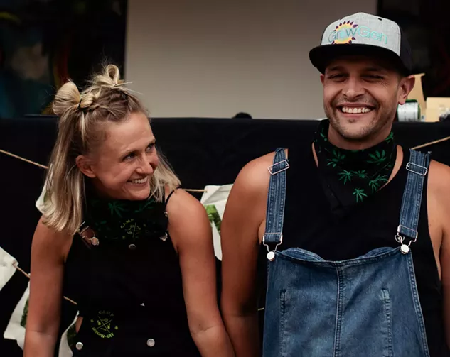 Sam Taylor and Jake Browne still find reasons to smile while maneuvering the logistical web of a cannabis growing competition during a nationwide pandemic. - LISA SICILIANO