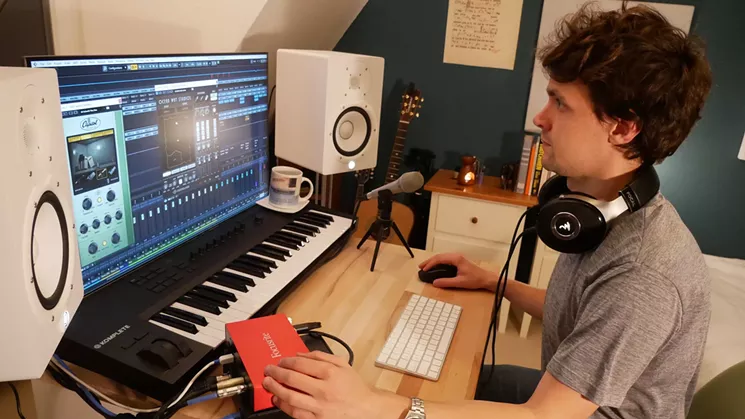 Jakob Reinhardt, producer of Discount Ghost Stories: Colorado in his studio in Germany. - COURTESY OF LOCAL THEATER COMPANY