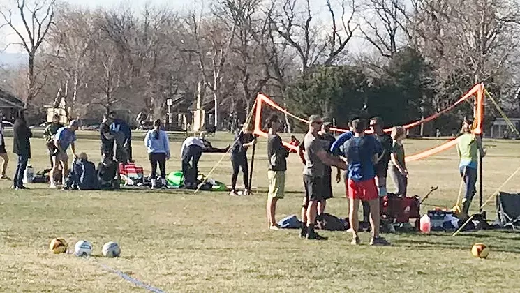 Numerous unmasked volleyball games took place at Washington Park on November 21. - PHOTO BY MICHAEL ROBERTS