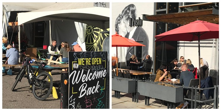 The patios at Denver Central Market and Il Posto in RiNo were busy on November 21. - PHOTOS BY MICHAEL ROBERTS