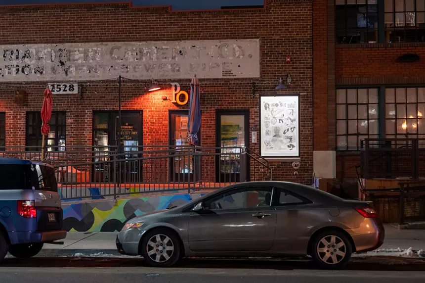 Noah Travis Phillips, "Light My Pyre," as seen from the street at Lane Meyer Projects. - LANE MEYER PROJECTS