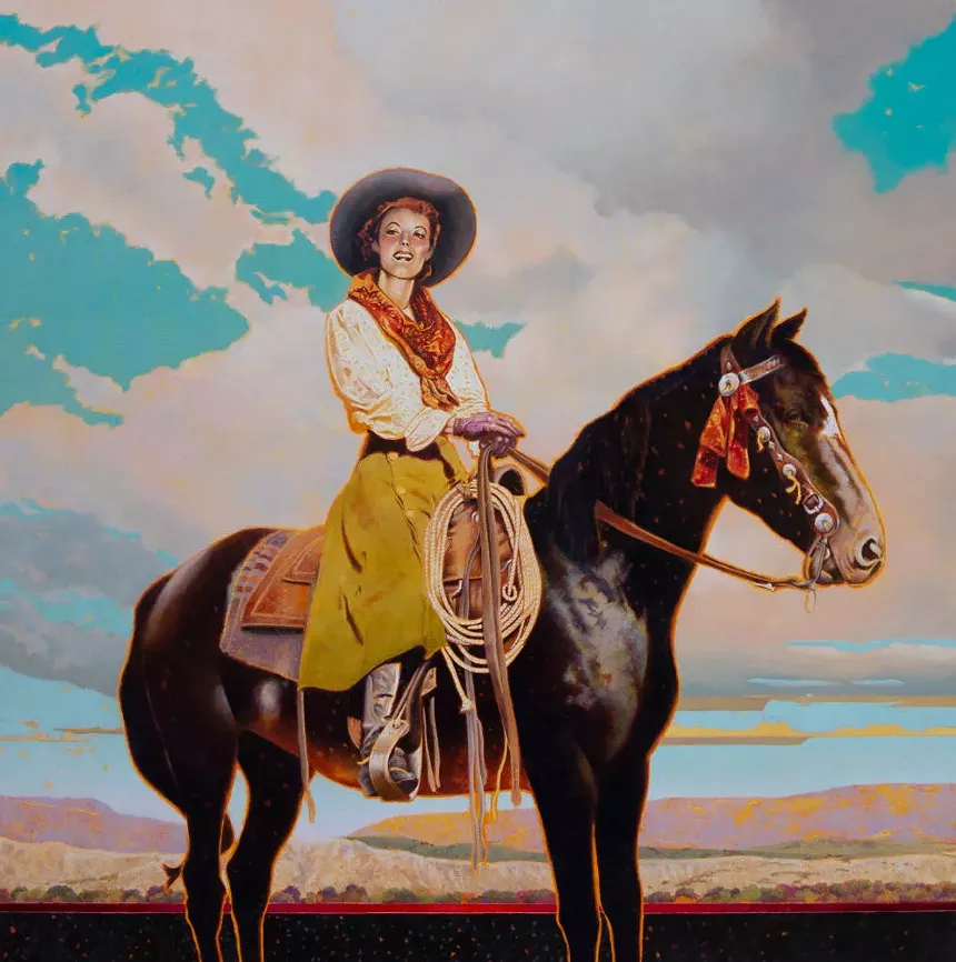 David Kammerzell, “Dos Damas,” oil on canvas. Meet the artist in the studio virtually on December 14. - DAVID KAMMERZELL