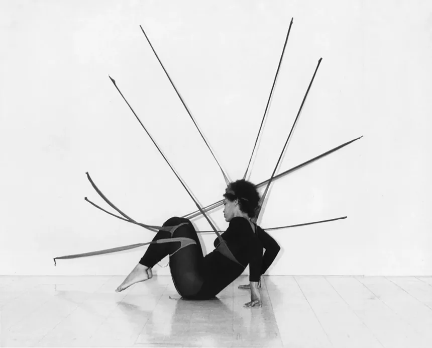 Senga Nengudi, "Performance Piece," (detail), 1977, gelatin silver print. - © SENGA NENGUDI, PHOTO: © HARMON OUTLAW