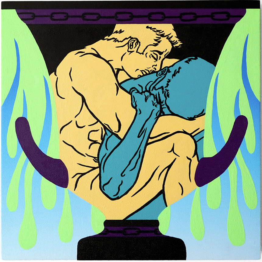Paul Anagnostopoulos, “Can't Escape the Heat,” 2020, acrylic on wood panel. - PAUL ANAGNOSTOPOULOS, RULE GALLERY