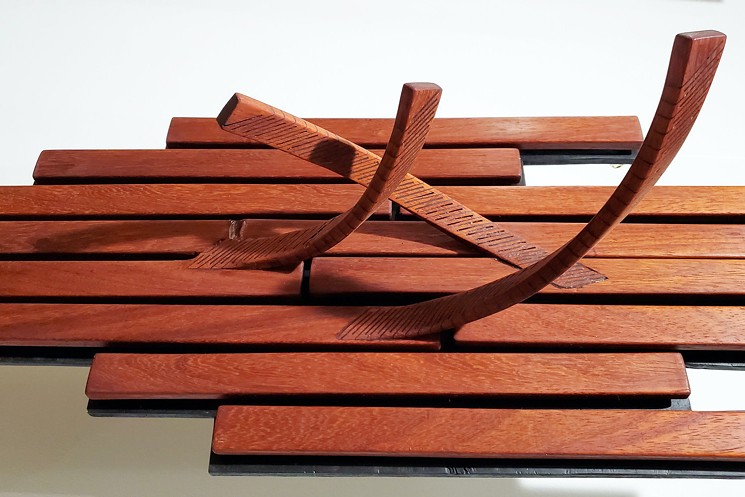 Autumn T. Thomas, “Necessary Beings” (detail), 2020, padauk wood, resin. - COURTESY OF THE ARTIST.