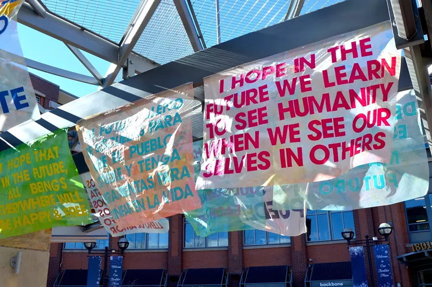 The Art @ One Boulder Plaza installation, Our Wishes | Nuestros Deseos, by Alejandra Abad and Román Anaya. - BMOCA