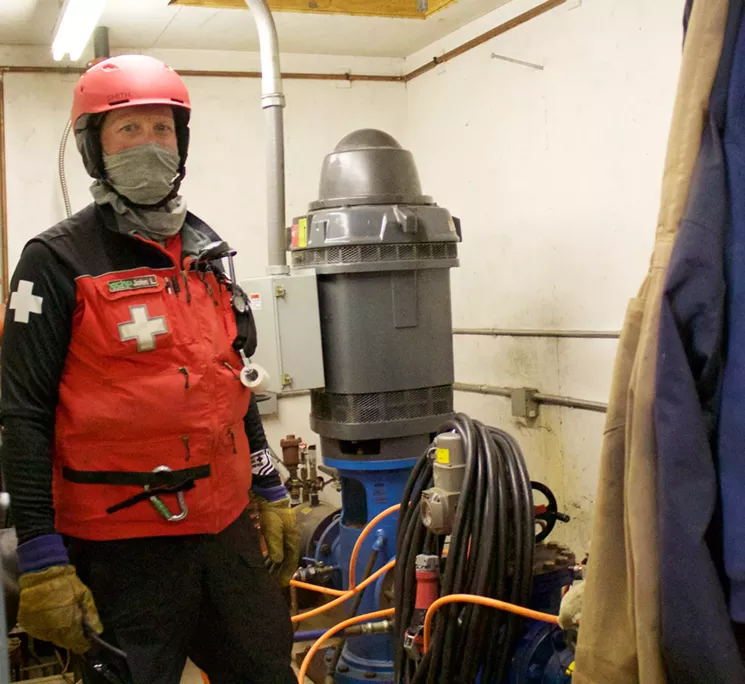 John Lock of Echo's Ski Patrol compares the snowmaking equipment to a fire suppression system. - AMANDA PAMPURO