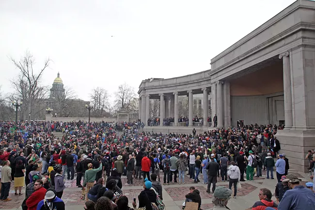 The Greek Theater at Civic Center Park had been a magnet for local activism, cannabis included. - BRANDON MARSHALL