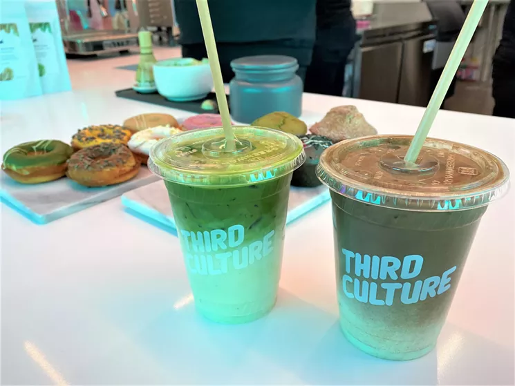 Iced matcha lattes and mochi muffins and donuts are some of the menu items at Third Culture. - ANTONATION BRAND