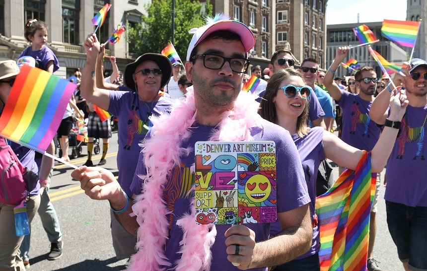 Members of the Denver Art Museum staff march in Pride. - MILES CHRISINGER