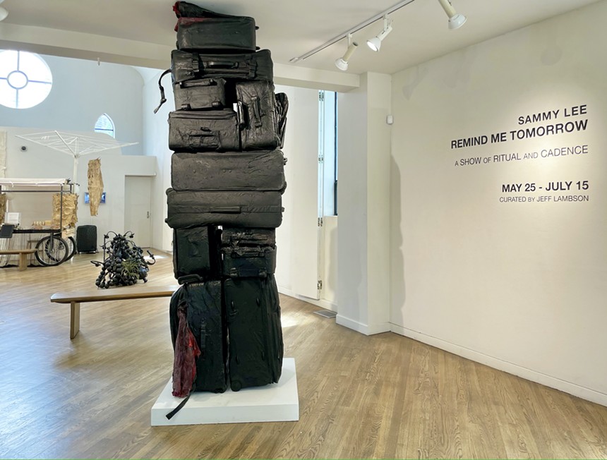 Sammy Lee, "FOB, Arrived," 2016-ongoing, suitcases, hanji, balls, acrylic varnishes. - COURTESY OF SAMMY LEE