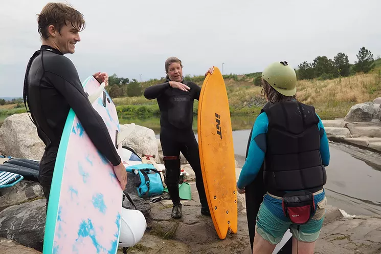 George Da-Grom (left), Colorado River Surfing Association president David Riordon and Dan Vandenberg. - JAY VOLLMAR