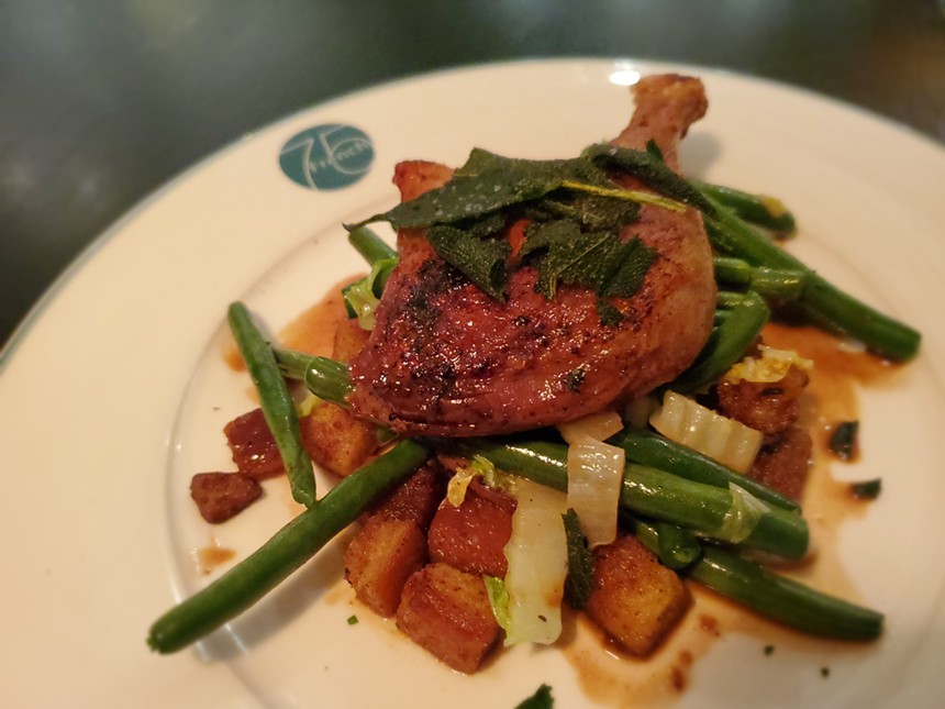 The highlight of the duck confit is the foie gras stuffing. - MOLLY MARTIN