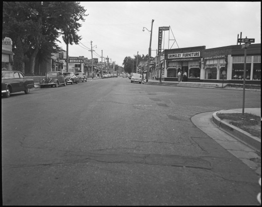 Tennyson Street in the 1950s, picturing the same corner as the photo that leads this article. - DENVER PUBLIC LIBRARY, WESTERN HISTORY COLLECTION/DENVER PUBLIC WORKS