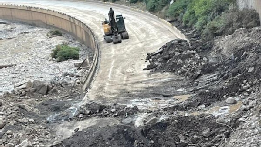 Debris covering portions of Interstate 70 in Glenwood Canyon makes it difficult for the Colorado Department of Transportation to assess the level of damage to the roadway and bridges. - COLORADO DEPARTMENT OF TRANSPORTATION