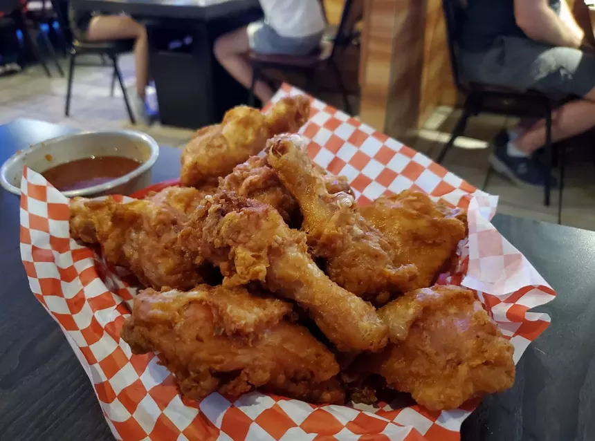 a basket of fried chicken