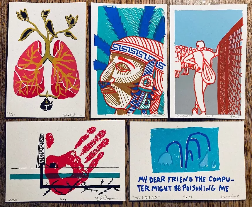 Start a conversation with postcards at Pablo's Coffee. - MO’PRINT 2022