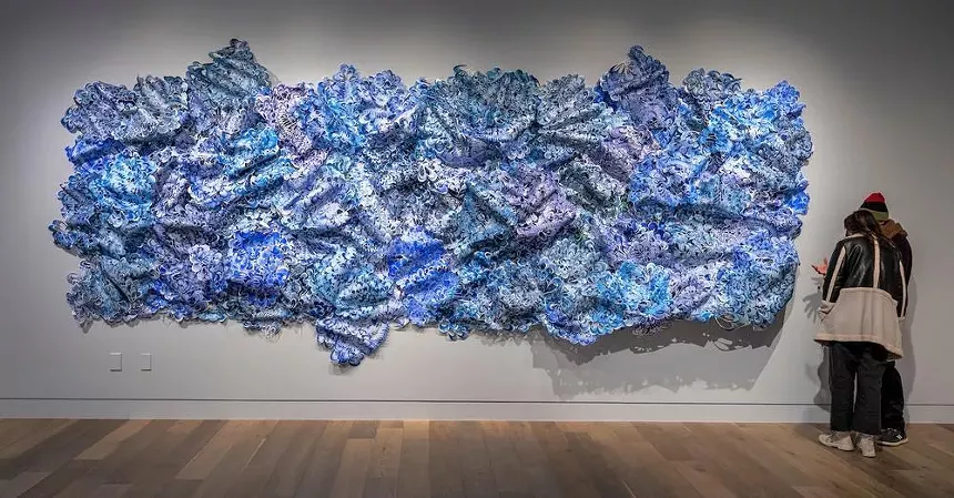 Taiko Chandler, “Blue Surge”, 2021, monotype print on Tyvek. - COURTESY OF DENVER BOTANICAL GARDENS AND SCOTT DRESSEL-MARTIN