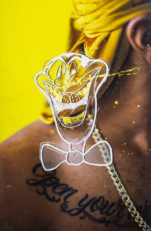 André Ramos-Woodard, “BL!NG,” 2020, digital illustration, chalk, colored pencil and watercolor on inkjet print. - ANDRÉ RAMOS-WOODARD