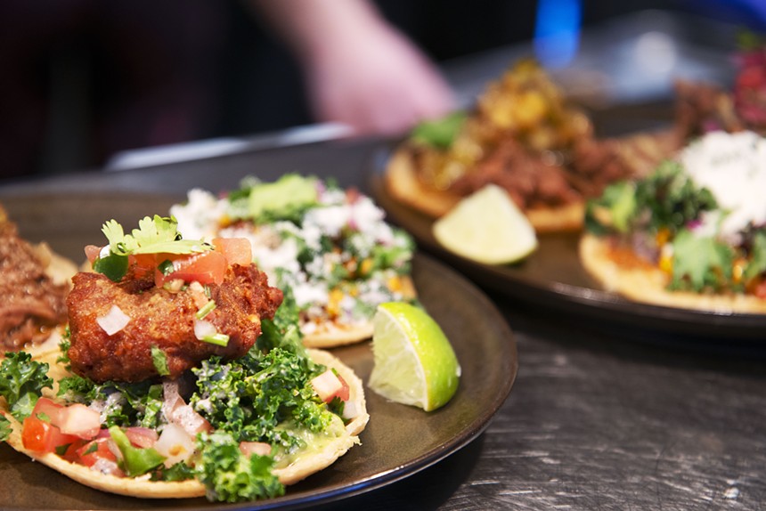 The tacos at Teocalli Cocina offer modern ingredients in a classic, street taco style. - TOM HELLAUER