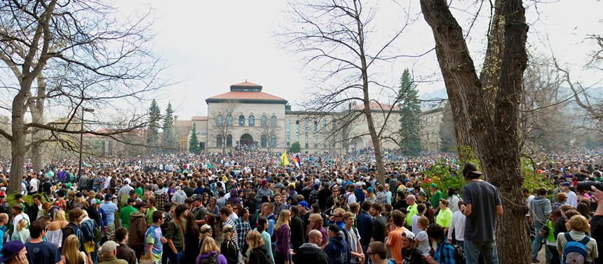 The University of Colorado Boulder's days as a 4/20 destination were short lived, but glorious for the cannabis crowd, seen here in 2010. - FLICKR/ZACH DISCHNER