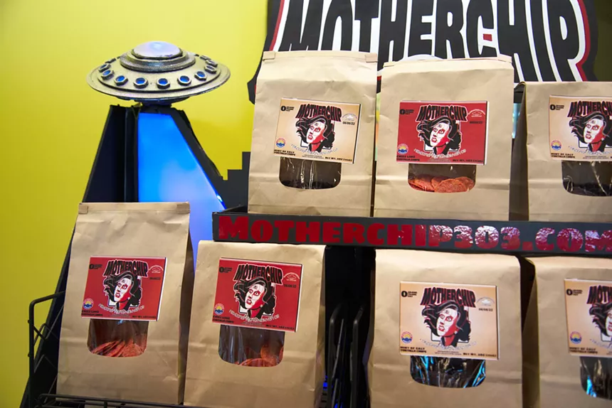 The Motherchip display at HELLOFOOD bears a logo from JR Mulroney's old music label, Mothership. - TOM HELLAUER