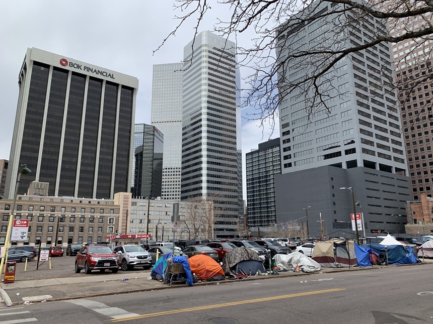 The 16th Avenue and Sherman Street encampment is on the edge of downtown. - CONOR MCCORMICK-CAVANAGH