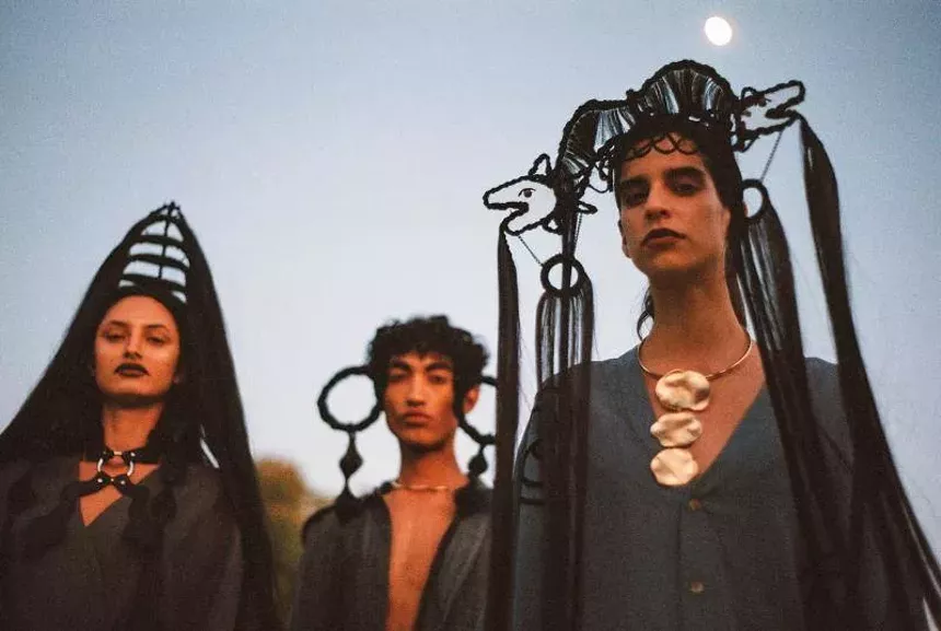 Carla Fernández, headpieces made in collaboration with Mariana Palacios, Mexico City. - PHOTO BY © SANDRA BLOW