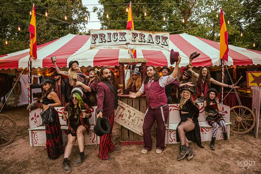 The Frick Frack Blackjack crew at Backwoods Music Festival 2021. - From left to right: Kaydee Donovan, Zake Winchester, Whitney Holbourn (back row), Amber Long (sitting front row), Will Havertape, Mark Hendrickson, Phoenix Wright, Robert Wilkinson, Tyler Toothman, Erin Ames (front row), Jake Baldwin, Jake Dolan, Amanda Fortner - COURTNEY SCOUT