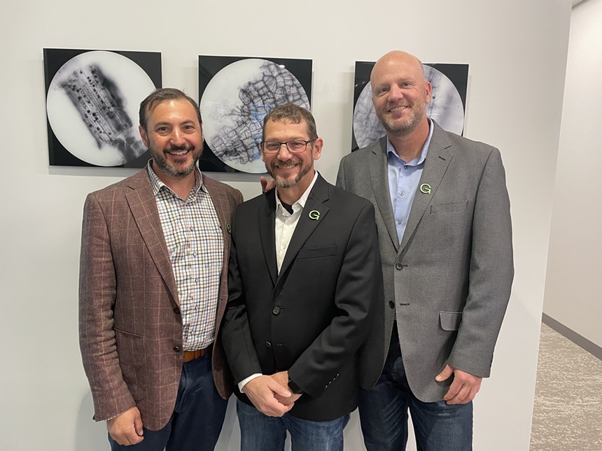 Matt Wallenstein (from left), Colin Bell and Richard Conant started developing Growcentia's technology at Colorado State University. - CATIE CHESHIRE