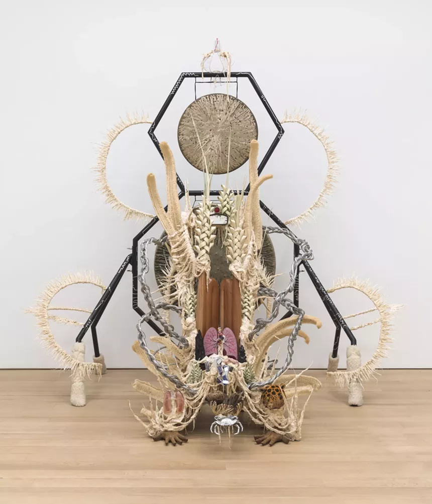 Guadalupe Maravilla's "Purring Monster with a Mirror on Its Back," 2021. - COURTESY OF GUADALUPE MARAVILLA AND P·P·O·W, NEW YORK.