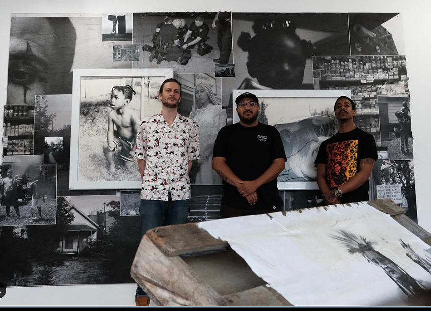 John Lake, Juan Fuentes and Colby Deal hang together at Lane Meyer Projects. - LANE MEYER PROJECTS
