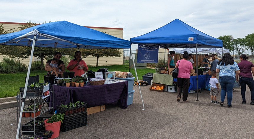 Local business S&D Creations and the East Denver Food Hub at the June 10 market. - HUERTA URBANA/FOCUS POINTS FAMILY RESOURCES CENTER