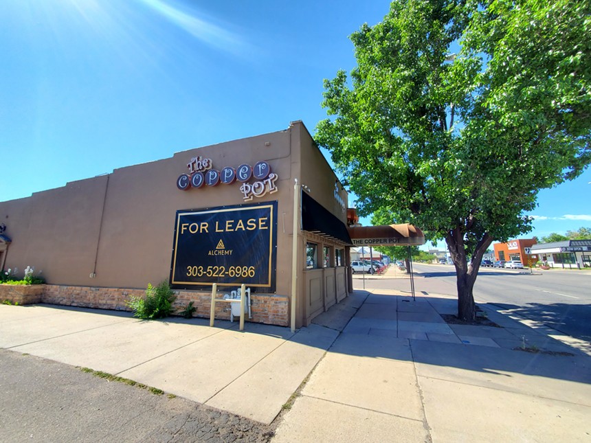 A "For Lease" sign hangs on the Copper Pot's South Broadway location on June 23. - MOLLY MARTIN