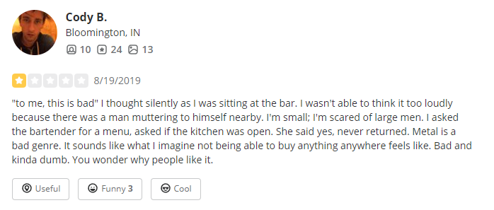 A weird review. -YELP
