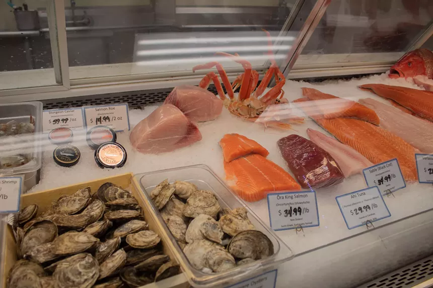 Tom's Seafood offerings are almost never frozen, some of which are flown in from the coasts. - Nate today