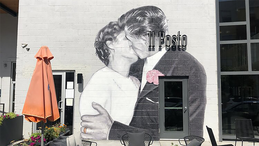 "The kiss" It was commissioned by Andrea Frizzi for his Il Posto restaurant in RiNo.  - CHRIS AND KRIEG