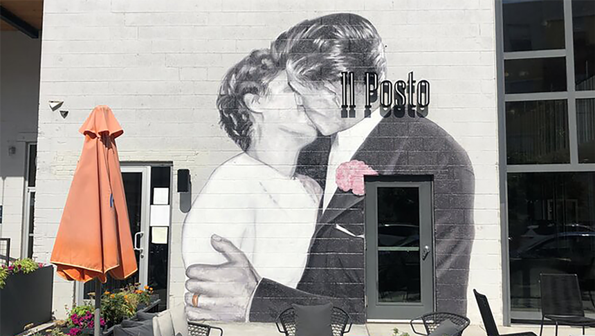 "The kiss" It was commissioned by Andrea Frizzi for his Il Posto restaurant in RiNo. - CHRIS AND KRIEG