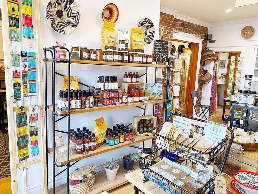 a shelf with objects in a store
