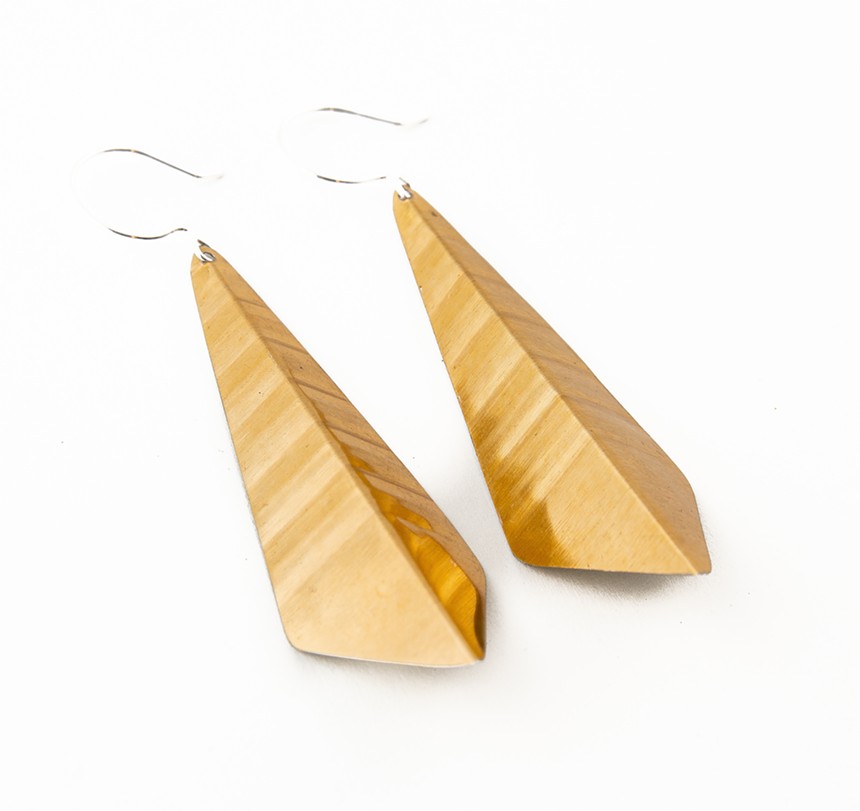 gold triangular earrings