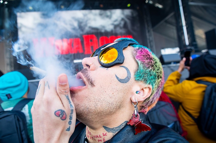 Burning joints at the Mile High 420 Festival